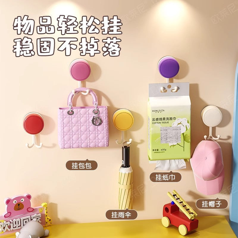 Dopamine double-headed suction cup hook, no need to punch holes, kitchen and bathroom hanging towel, sanitary tissue paper, strong load-bearing sticky hook