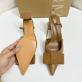 Za2025 autumn new collection: chunky heel peep-toe sandals with back strap, pointed toe, silk satin bow detail - fashionable women's footwear