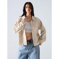 fashion  autumn new arrival casual retro lapel button loose corduroy jacket outwear