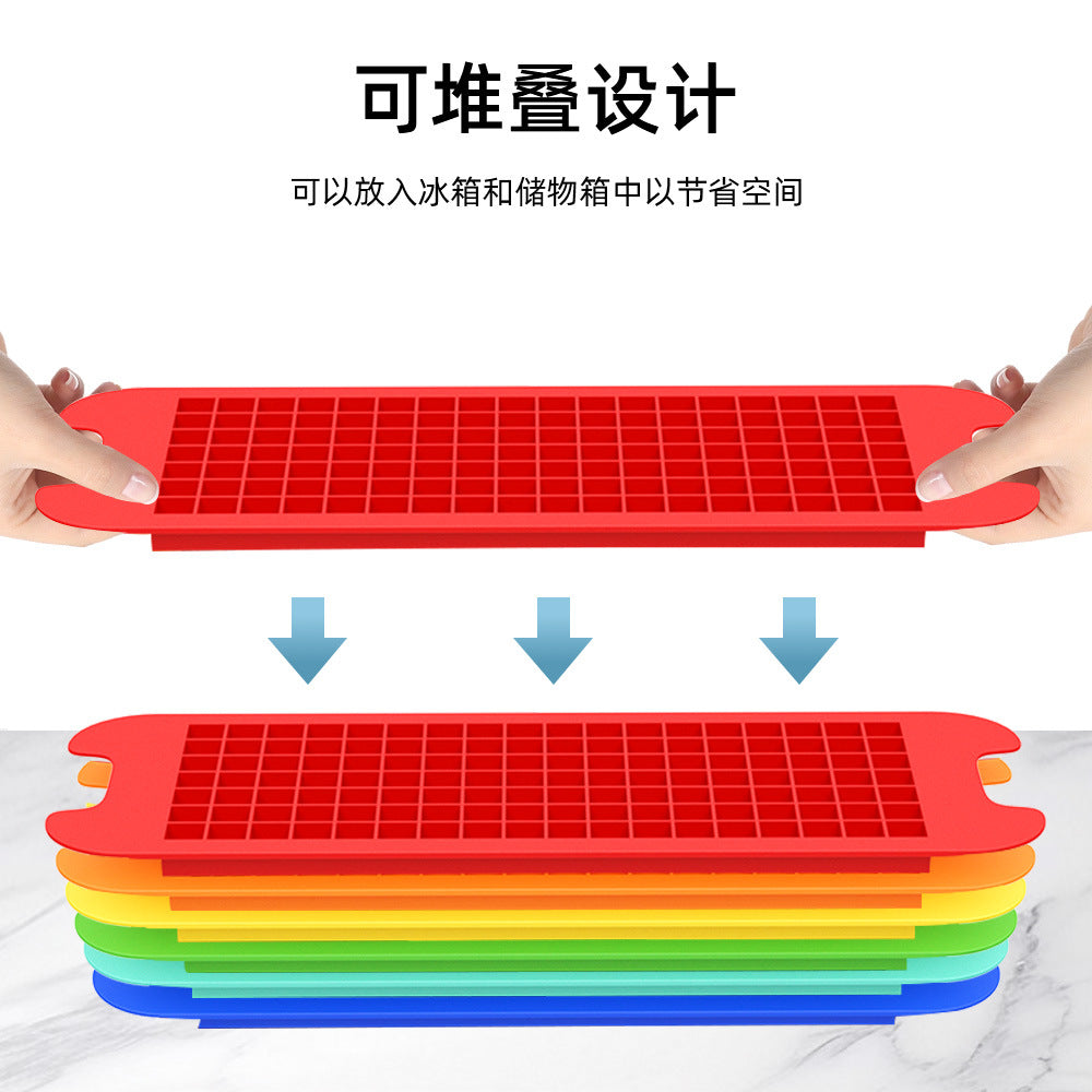 Silicone ice grid rainbow color mini ice cube whiskey juice easy demoulding ice storage ice box, ice cube mold