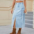 Fashion cross-border foreign trade women's clothing  independent station new style washed elastic waist ribbon workwear skirt trendy