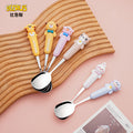 High-quality, adorable cartoon children's cutlery set featuring a cute bear design. includes a fork, spoon, and is perfect for school lunches. made of durable silicone, these portable forks and spoons are available for wholesale