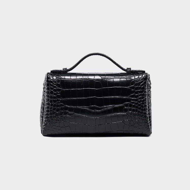 Lp19 genuine leather lunch box bag new arrival gigi same style kelly bag pebbled cowhide satchel bag simple shoulder bag for women