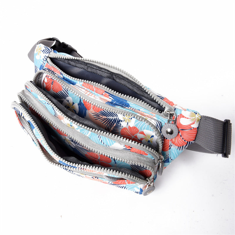 Fanny pack 2025 summer new printed nylon cloth small bag  fashion lightweight shoulder messenger bag casual breast bag