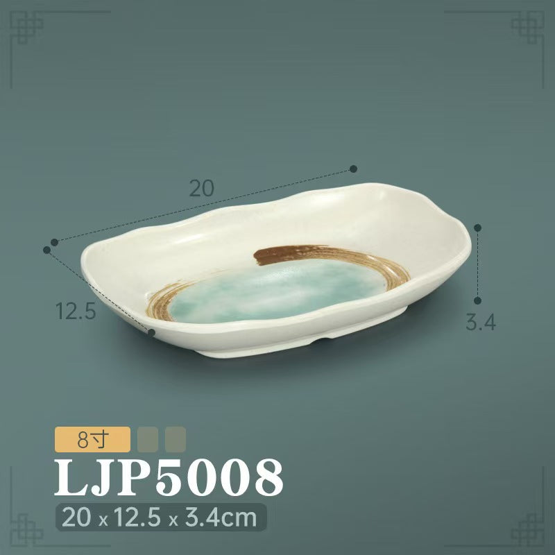 Melamine hot pot side dish plate beef plate imitation porcelain sushi plate korean style barbecue dish plate palace style hotel bowl and dish suit