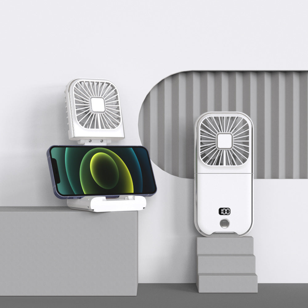 2026 cross-border desktop foldable mini fan, handheld usb high-velocity outdoor power bank neck fan - japanese & korean style