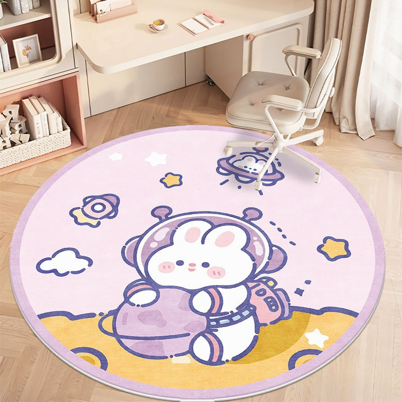 Cute kuromi round rug for living room, computer chair mat for study, foot pad for dressing table in cloakroom, bedside blanket for bedroom