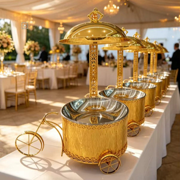 supply of wedding hotel stainless steel golden 8l thermal pot buffet catering thermal pot banquet car equipment
