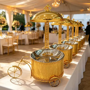 supply of wedding hotel stainless steel golden 8l thermal pot buffet catering thermal pot banquet car equipment