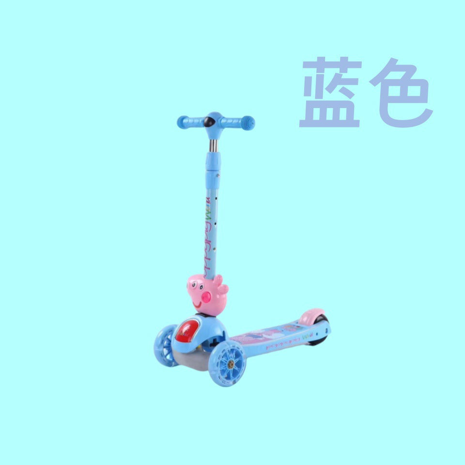 Folding Mi Gao children's scooter 2-8 years old three-wheeled flash scooter rocking car walker one-click folding Paige