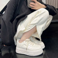 White chunky sole sneakers - women's height increasing white shoes - 2026 spring/summer new arrivals - korean style casual versatile platform sneakers for petite women