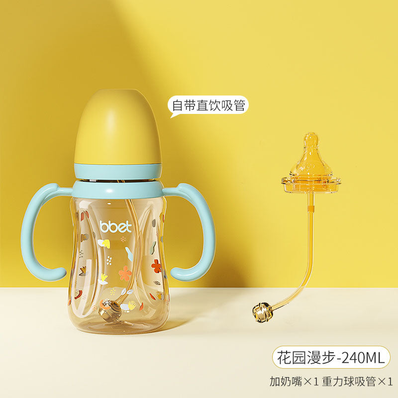 Baby bottle straw cup - ppsu sippy cup for infants and toddlers (1-3 years & up) - durable, spill-proof training cup