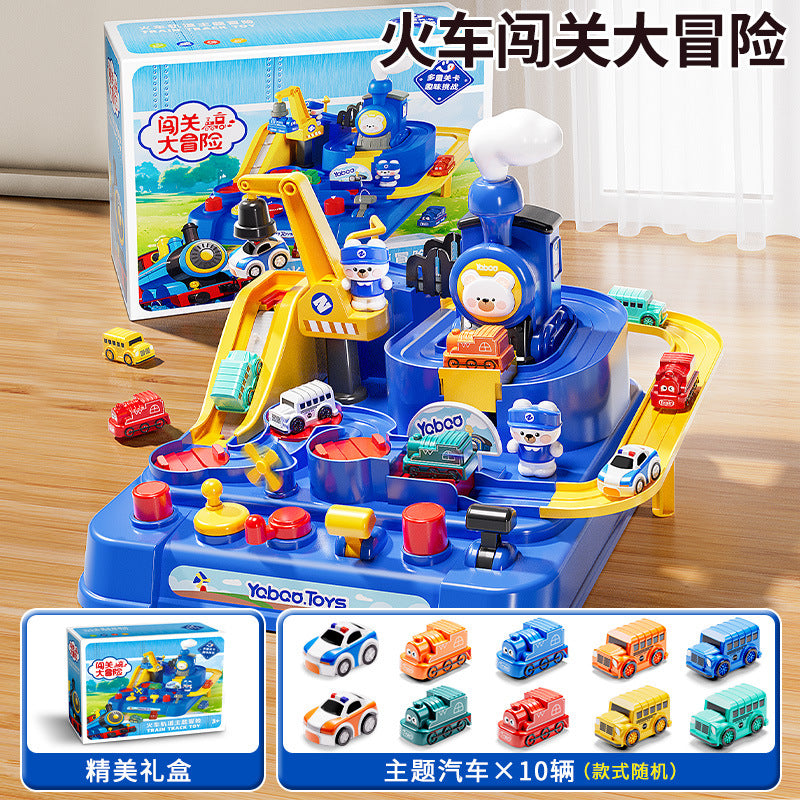 Car adventure challenge: kids' toy cars, trains, rockets, parking garage - educational birthday gift for baby boys