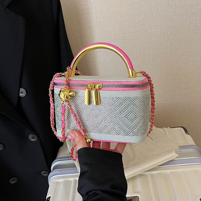Spring and summer high-end sense niche box bag women's 2025 new fashion shoulder bag chain messenger bag mobile phone bag