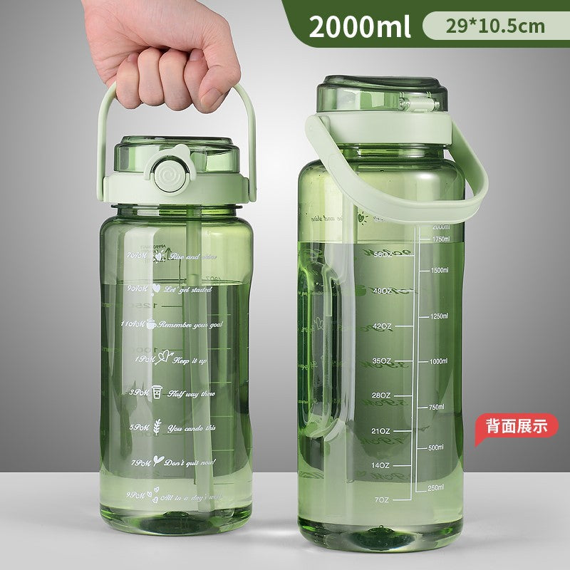 Summer new arrival: large capacity sports water bottle - high temperature resistant, dual-drink spout, drop-proof, portable fitness bottle, stylish plastic cup