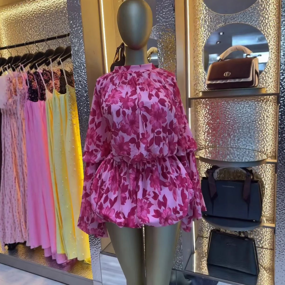 European and american cross-border women's fashion:  summer new arrivals - elegant, sweet, and fresh floral print, slim-fit, short dress