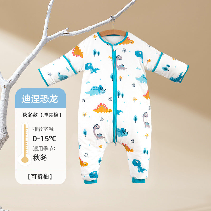 Baby sleeping bag - spring, autumn, and winter - baby legged sleep sack - anti-kick blanket - kids' thickened pure cotton gauze - all-season use