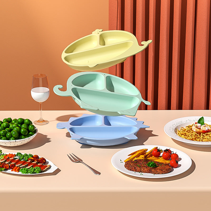 Children's silicone grid suction cup, dinner plate, integrated baby feeding, baby complementary food tableware, maternal and infant products customization