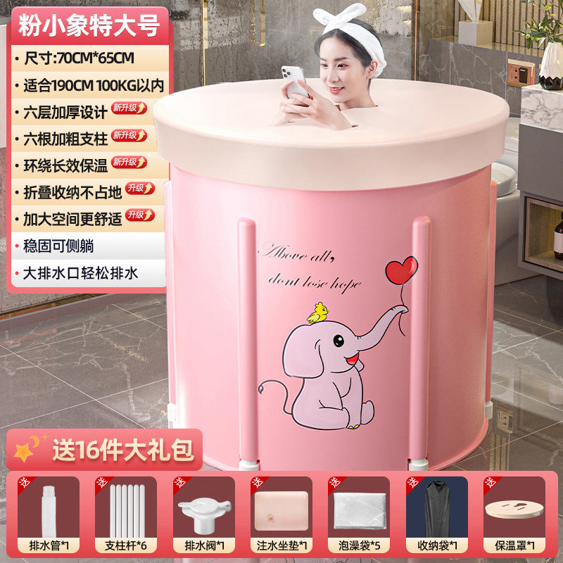 Thickened collapsible bathtub for adults - full body soaking tub with optional heating - home use bathtub for adults and children