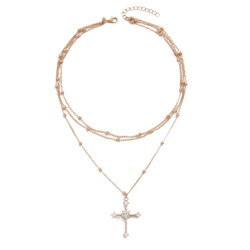Wholesale diamond-studded cross necklace - european & american style, trendy alloy pendant, accessible luxury, unique & versatile jewelry for women
