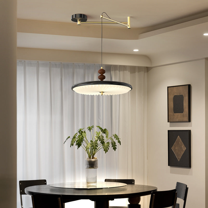 Walnut pleated antique restaurant light simple American retro bedroom light bar eye protection rocker chandelier