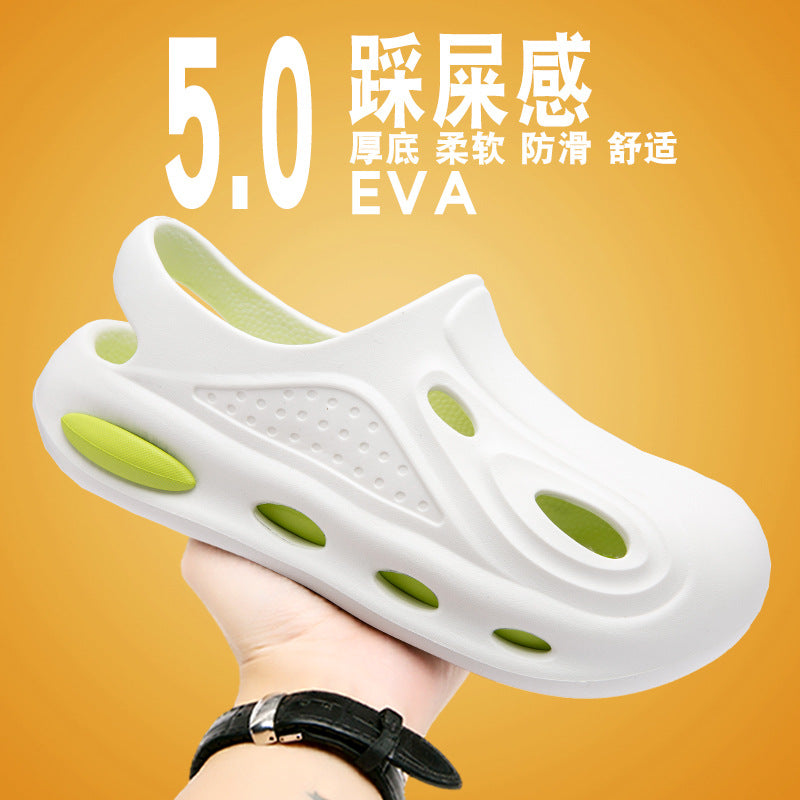 Cross-border live 2025 new hole shoes men's summer ins tide hollow Internet celebrity beach personality sandals beach shoes