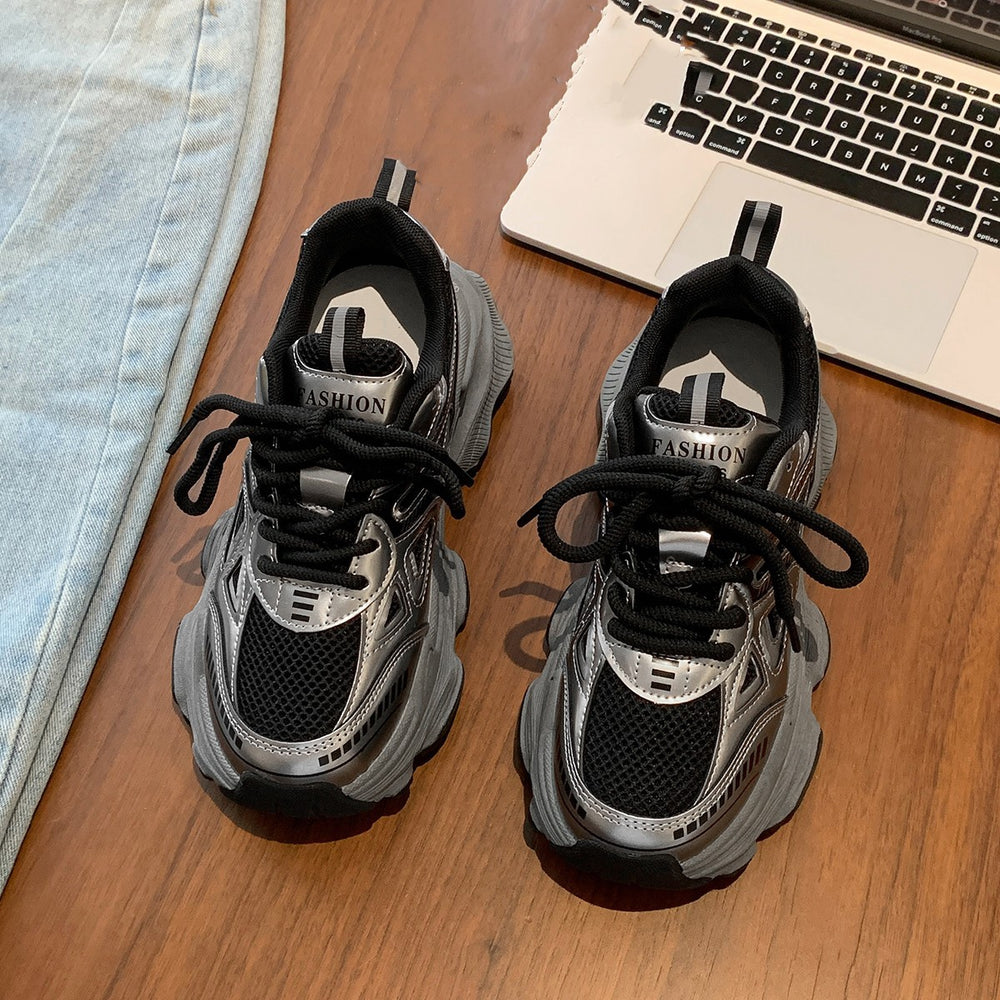Dad shoes women's 2025 spring/summer new arrival: popular chunky platform sneakers - breathable mesh, versatile, lightweight, athletic & casual