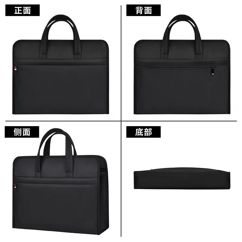 Oukeqi satchel business large-capacity document bag oxford cloth information bag logo conference briefcase zipper type