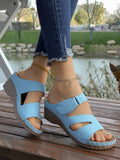 Plus sizeexportnew arrivalwomen's summer open toe outwear slippers thick sole wedge beach one-line plus size sandals