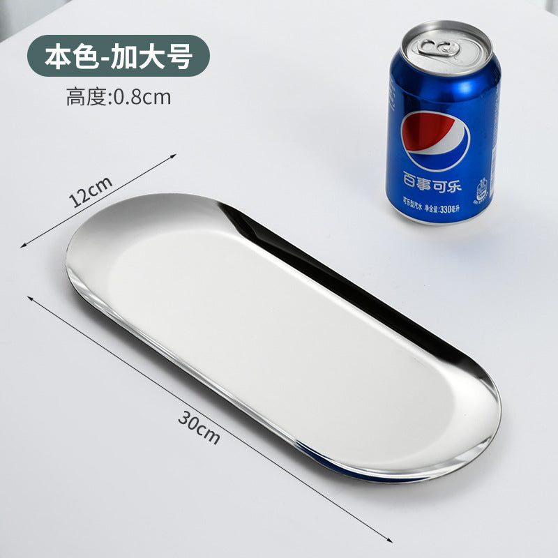 Korean style stainless steel oval tray - gold finish - bbq platter - creative restaurant nordic style dessert & pastry plate