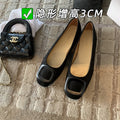 Black french square buckle flatsflatsflats round toe slip-on hidden heel suede work clothing women's shoes low heel casual