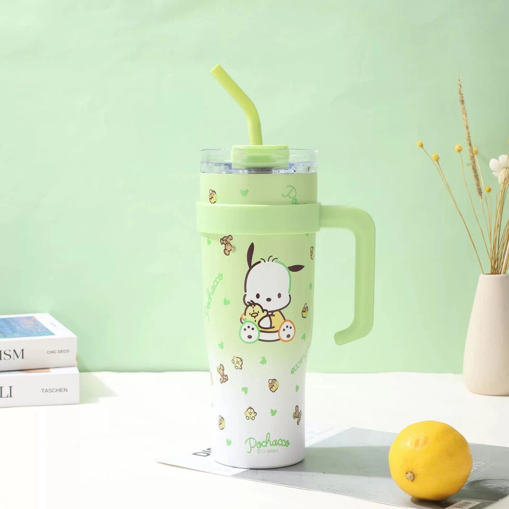 New arrival cross-border business stainless steel portable cup high-looking cartoon large capacity 316 straw with handle thermos cup