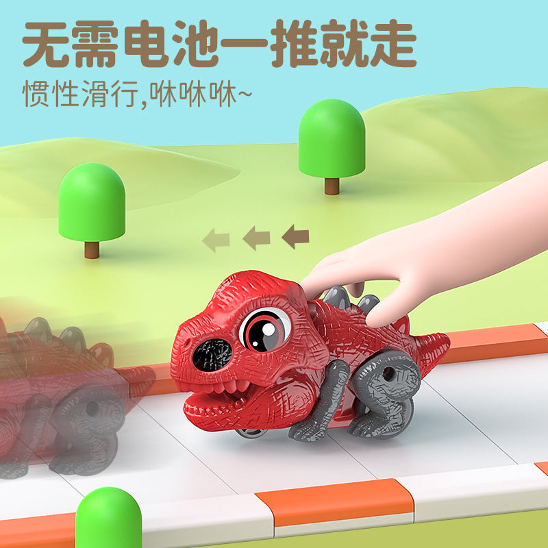Q cute dinosaur ejection car inertia sliding ejection dinosaur car simulation modeling male and female parent-child interaction, educational toys