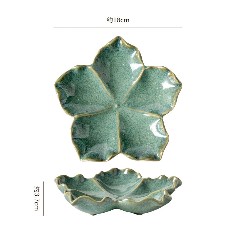 Insstylish five-pointed petal ceramic plate entrance jewelry display tray internet celebrity props storage plate
