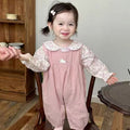 Baby overalls spring and autumn baby suit girl autumtwo-piece setsweet floral doll shirt outing suit