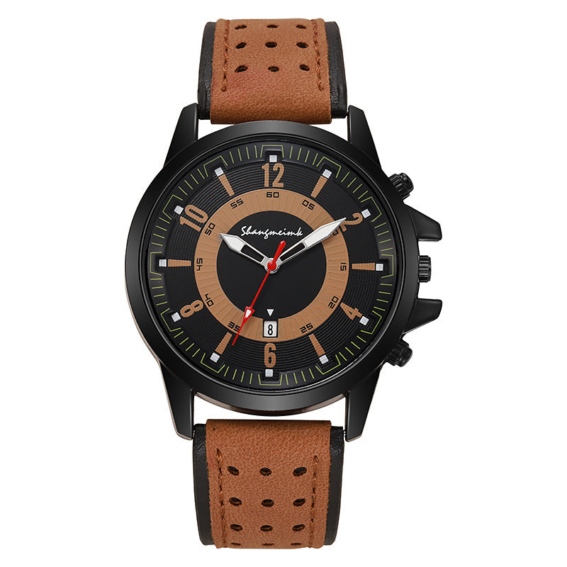 Shangmei aliexpress sports men's quartz fashion belt military watch student calendar watch one piece dropshipping white face black