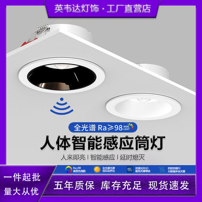 Anti-glare sensor downlight embedded infrared human body sensor intelligent for home entrance aisle led ceiling light spotlight