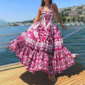 cross-border e-commerce women's fashion: european and american summer new arrivals - bohemian style fashionable printed halter dress