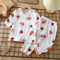 Kids' 100% cotton loungewear set - lightweight, breathable, three-quarter sleeve, air conditioning suit for boys and girls, baby summer long-sleeve pajamas