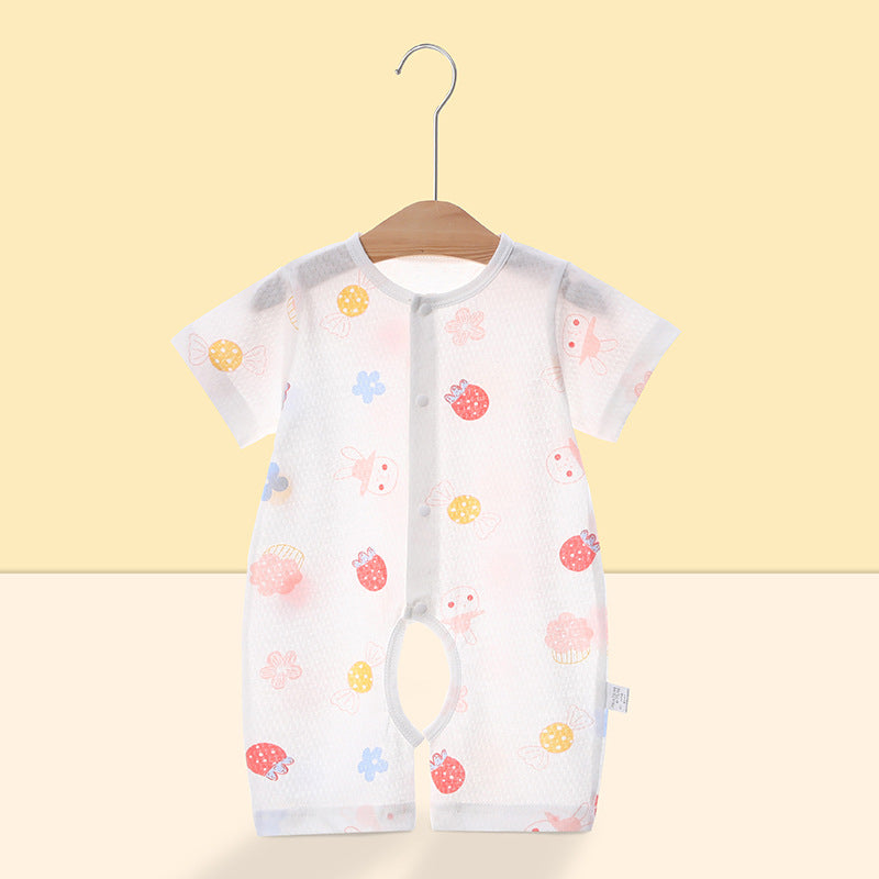 Baby short-sleeve romper with open crotch - summer outfit for infants and toddlers - class a pure cotton thin summer clothes - baby onesie for summer