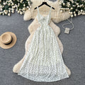 French polka dot suspender pure desire backless dress women's summer k-style sleeveless waist slimming lookelegant long skirt holiday style