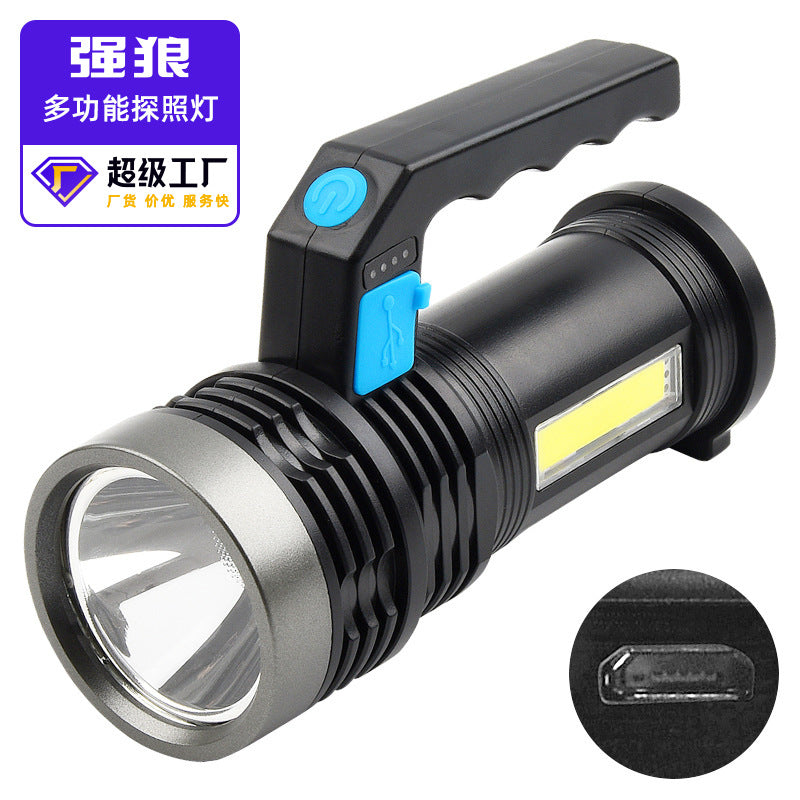 Cross-border outdoor lighting long-range household lantern, strong light flashlight, long-lasting battery life rechargeable LED searchlight