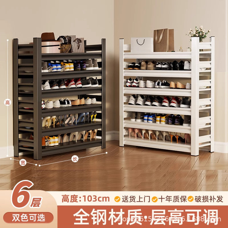 Shoe rack indoor entrance door floor-standing moisture-proof iron multi-layer storage rack shoe cabinet door all-in-one cabinet steel shoe cabinet
