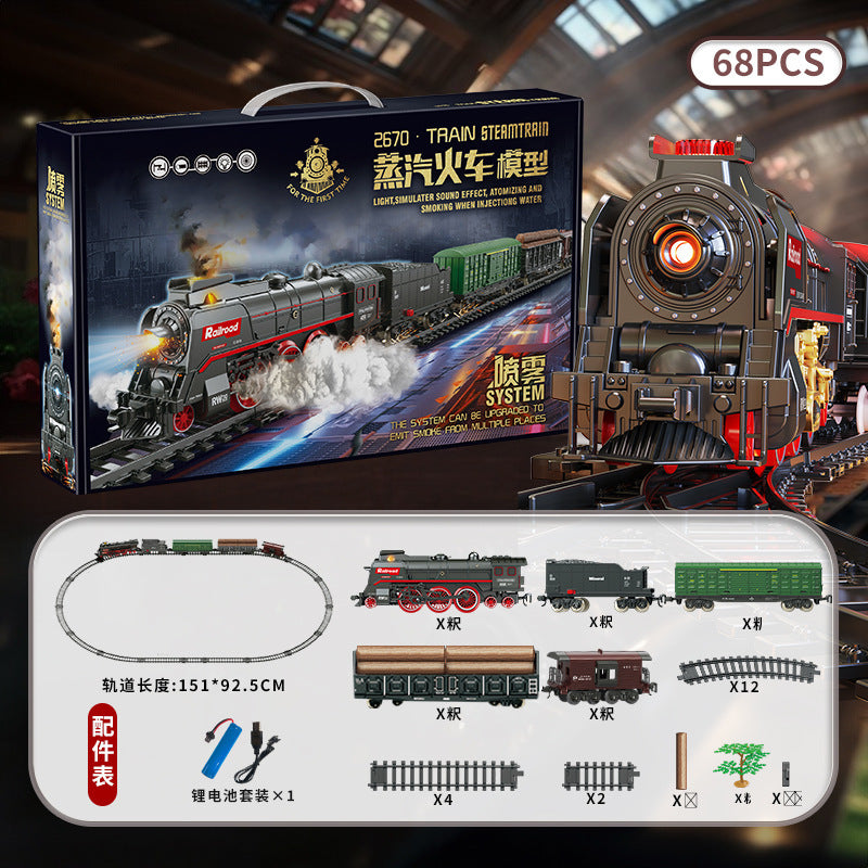 Retro steam train track suitartificial electric track train model toy cross-border nostalgic model