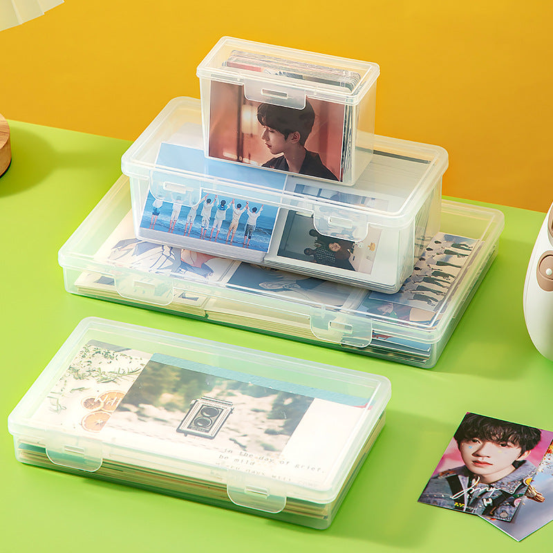 Game Card Storage Box with Lid Card Storage Box with Separator Sticker Badge Postcard Small Card Storage Box