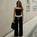 European and american cross-border women's fashion:  summer new sleeveless camisole sexy tank top drawstring polka dot slim-fit pants