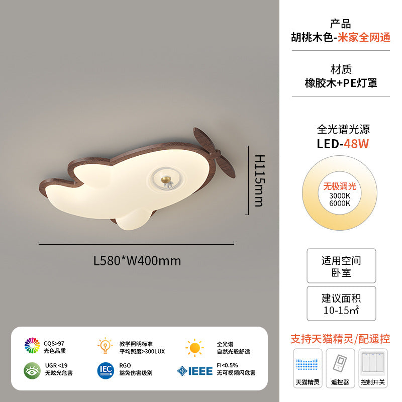 Walnut ceiling light cream antique children's room light creative modeling intelligent lighting warm bedroom light