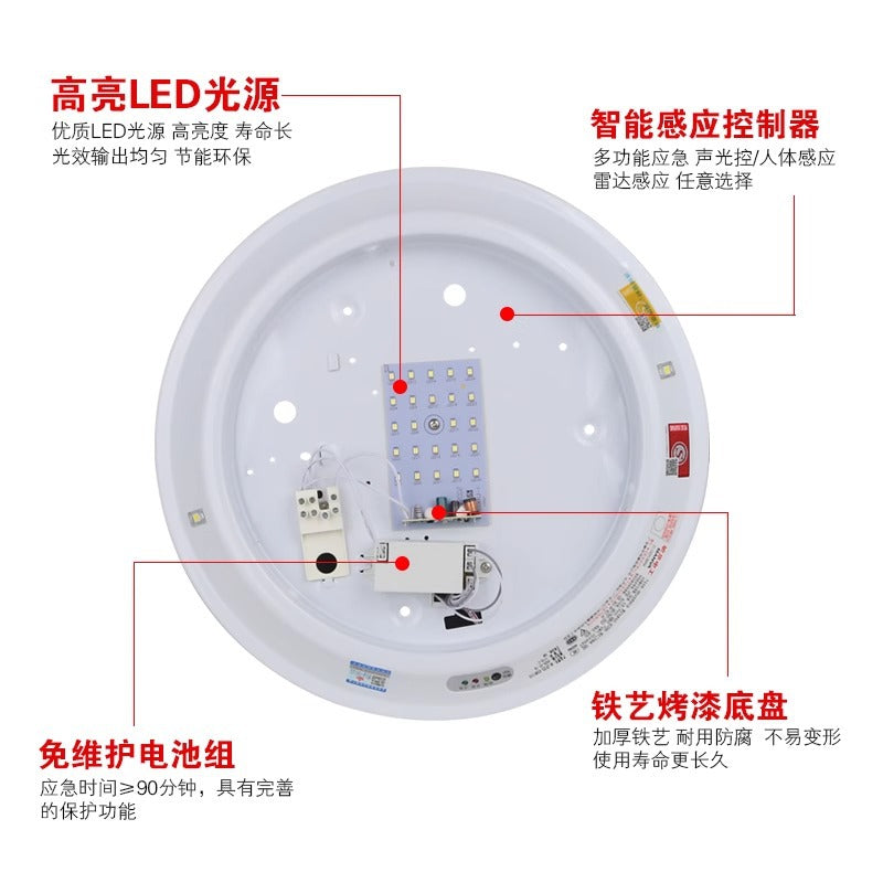 Minhua led fire emergency ceiling light sound and light control staircase human body infrared sensor light power failure lighting bread light