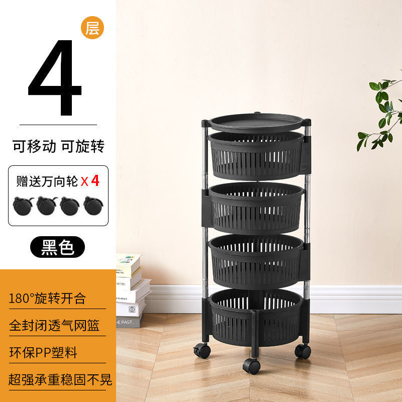 Kitchen storage rack - home fruit & vegetable organizer, freestanding rotating, detachable multi-tier shelf, grocery storage rack