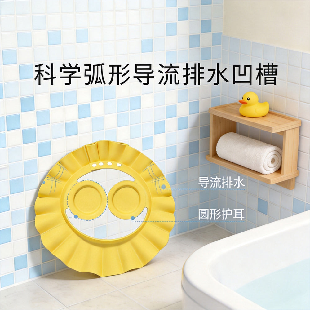 Baby hair washing cape - waterproof shampoo cap for kids, ear protection, infant bathing, and childproof hair washing